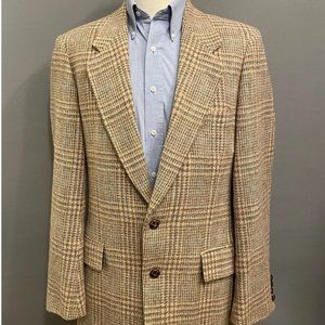 1980s Vintage Brown/Tan/Pink/Teal Plaid Wool 2-Button Blazer Oversized